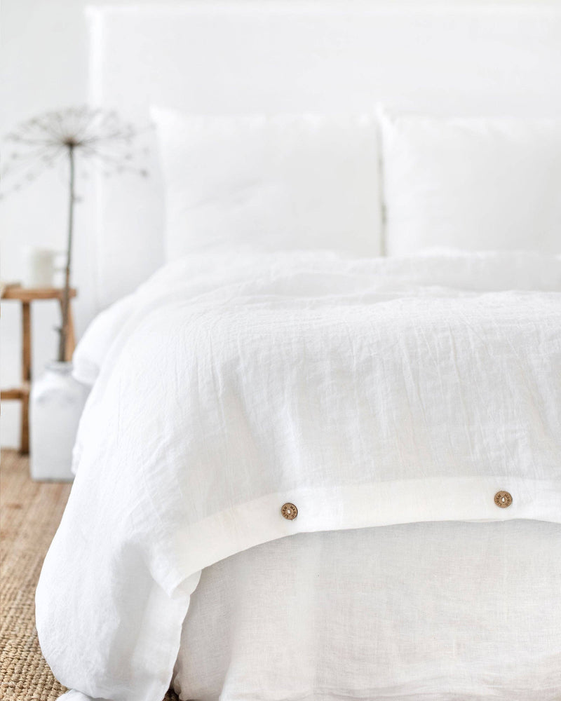 MagicLinen - White duvet cover set (3pcs): US King + Standard pillowcases