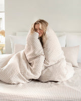 MagicLinen - Linen sheet set in Natural gingham  (4 pcs) Bedding set: US King + Standard pillowcases