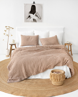 MagicLinen - Linen sheet set in Cinnamon gingham (4 pcs) Bedding set: King (Deep Pocket) + King Pillowcases