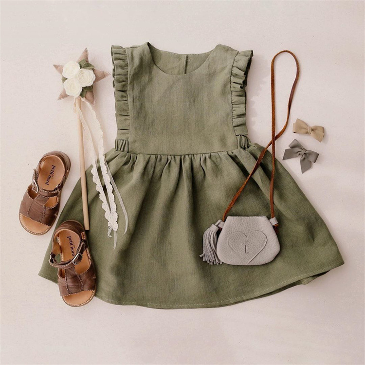 Annie & Charles - Annie & Charles® linen dress VALERY: Pink / 12-18 M