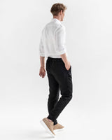 MagicLinen - Regular straight leg men's linen pants SOGLIO in Black: M