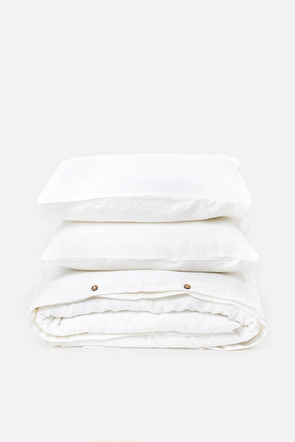 MagicLinen - White duvet cover set (3pcs): US King + Standard pillowcases