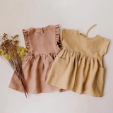 Annie & Charles - Annie & Charles® linen dress VALERY: Pink / 12-18 M