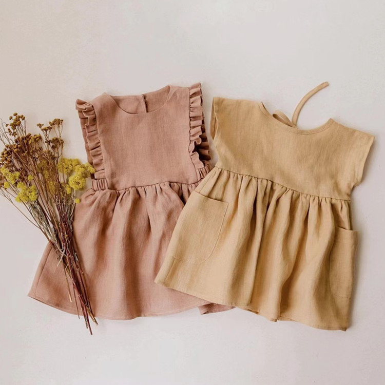 Annie & Charles - Annie & Charles® linen dress VALERY: Pink / 12-18 M