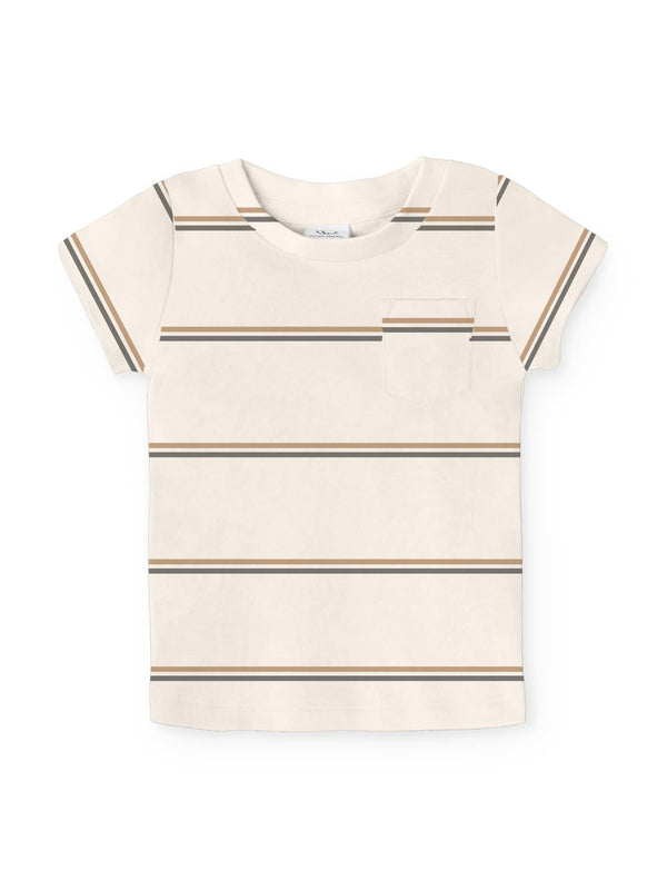 Colored Organics - Everest Tee - Zane Stripe / Pewter + Tan