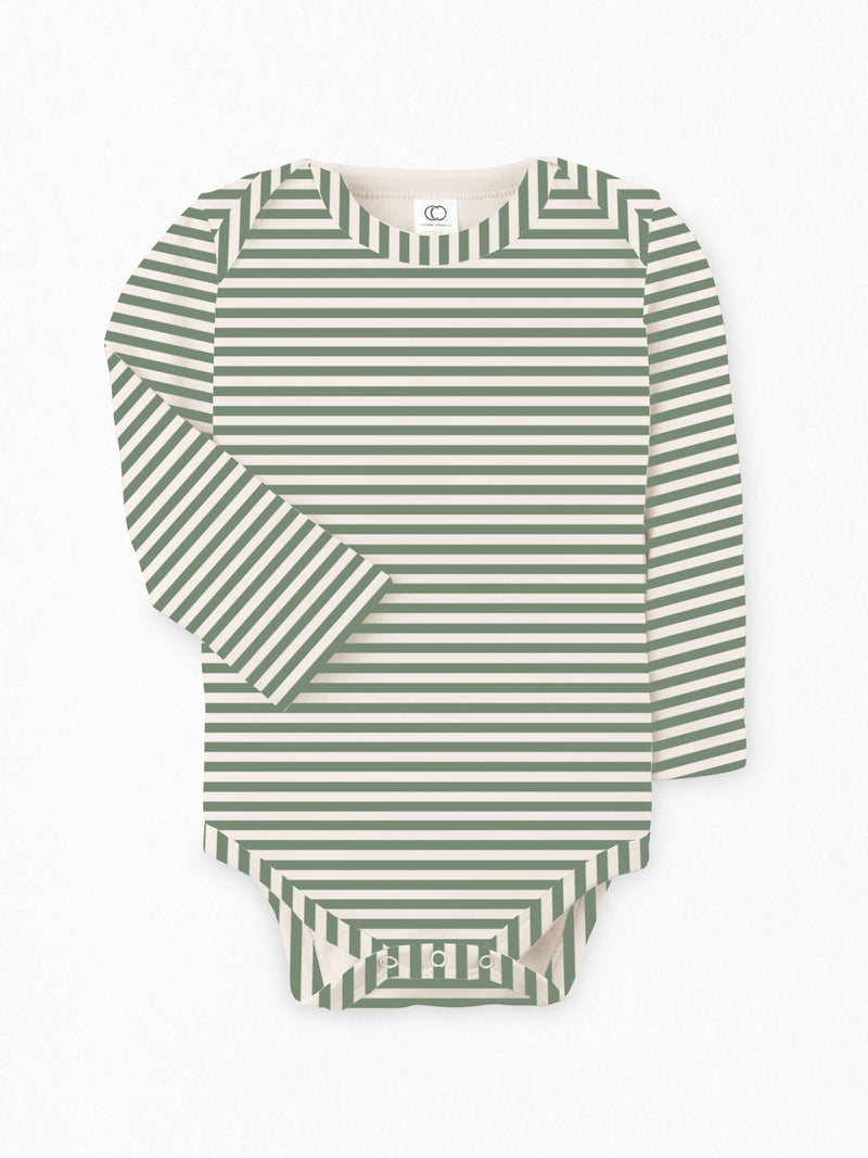 Colored Organics - River Bodysuit - Bari Stripe / Thyme + Natural