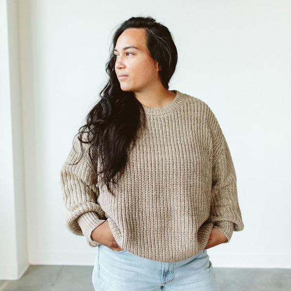 Womens Chunky Knit Sweater - Pecan