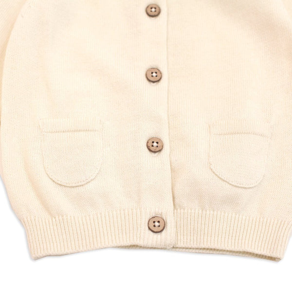 Knit Button Cardigan Sweater - Cream