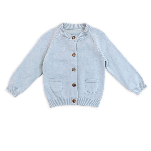 Knit Button Cardigan Sweater - Sky Blue